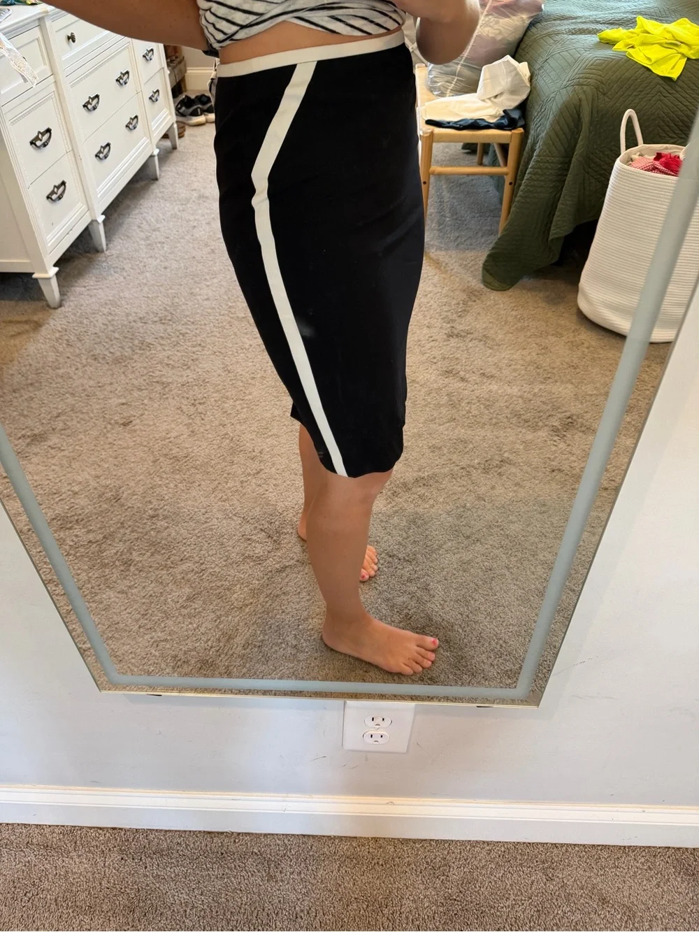 Nine West Black Pencil Skirt with White Side Stripe
